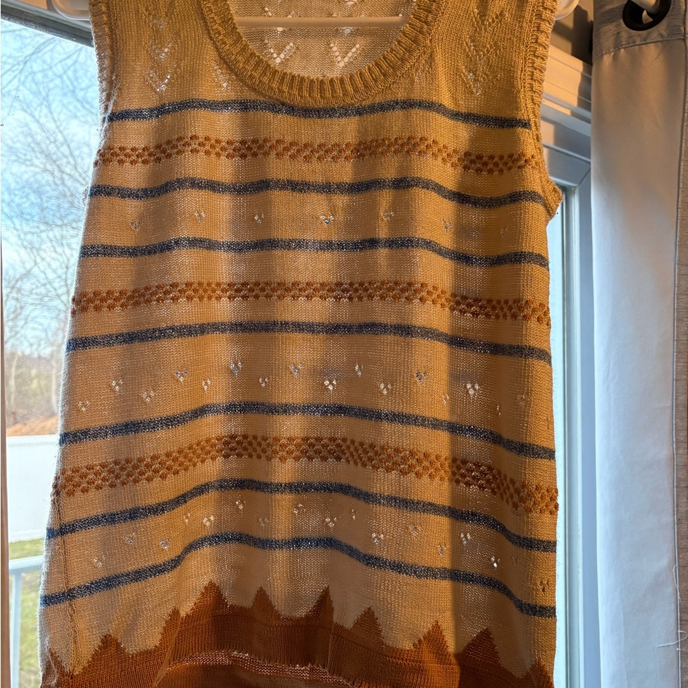 Vintage-Style Peruvian Pointelle Knit Vest